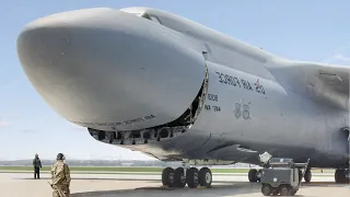 US Largest Aircraft Kneeling Down During Loading Operation - C-5 Galaxy