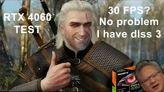 The Witcher 3 RTX 4060 Gigabyte OC + i5 9400F FPS FullHD + dlss 3