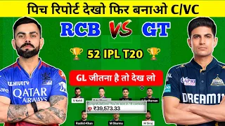 RCB vs GT Pitch Report || M Chinnaswamy Stadium Bengaluru Pitch Report || Today Match Pitch Report