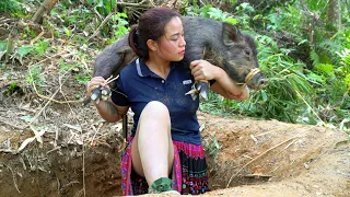 FULL VIDEO: 100 days, turkey attack, girl .wild boar trap skills Survival. Alone, survival instinct