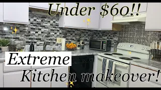 UNDER $60 DIY KITCHEN MAKEOVER/RENTAL FRIENDLY/TIME LAPSE