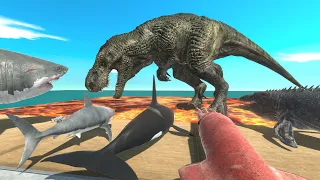 Help Aquatics Defeat Dark T Rex - Animal Revolt Battle Simulator