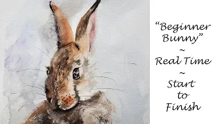 Easy & Fast Beginner Bunny Watercolor Tutorial - Real Time from Start to Finish