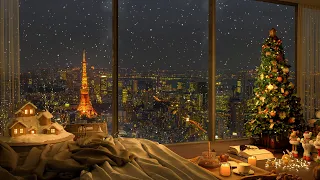 4K Cozy Bedroom in Tokyo | Rain On Window At Night | Jazz Music for Relax and Study