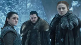 Game of Thrones 8x04 Jon Snow talks about his BIrth Secret to Arya/Sansa and Bran Scene