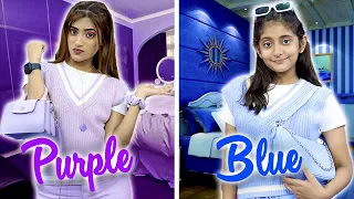 PURPLE vs BLUE CHALLENGE  💜💙 | Using Only *PURPLE* Things for 24 Hours Challenge!  @MyMissAnand12