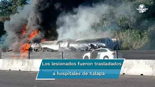Aparatoso accidente sobre autopista Perote-Xalapa deja dos lesionados