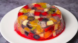 Fruit Jelly Cake | Agar Agar Jelly Fruit Cake Recipe | Yummy