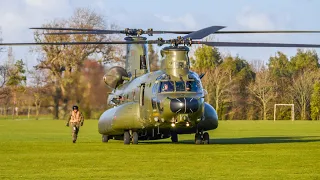 RAF Chinook landing at Seaclose Park, Newport to collect British Army Troops on the Isle of Wight