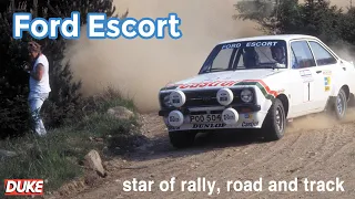 Sir Jackie Stewart drives a Ford Escort RS1800 Rally Car