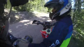 Riding with son DRZ400 Beta xtrainer