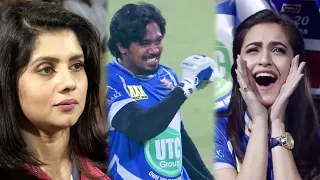 46 RUNS in Last 12 Balls By Karnataka Bulldozers Against Bengal Actresses Kriti Deepika Cheering.