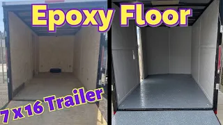 Enclosed Trailer Transformation | Epoxy Floor and Painting Walls | 7x16 Dirt Bike Trailer