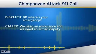 The 911 call from a woman whose pet chimpanzee attacked her 50-year-old daughter