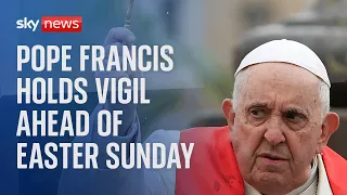 Pope Francis holds a vigil ahead of Easter on Sunday