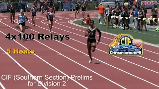 2022 TF - CIF-ss Prelims (D2) - 4x100 Relays (Girls, 5 Heats)