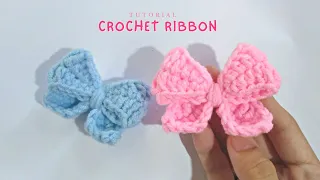 How to crochet a ribbon | Easy crochet bow | Tutorial for beginners