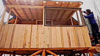 Building A Log Cabin | Ep. 54 | Screening the front porch + Rainwater collection