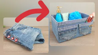 Made a cool organizer out of old jeans