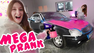 POMALOWAŁAM SAMOCHÓD WUJKA NA RÓŻOWO!🤩POPŁAKAŁ SIĘ🤣MEGA PRANK😍