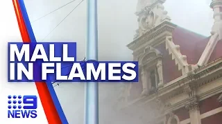 Firefighters tackle wild mall blaze | Nine News Australia