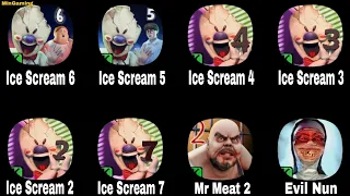 Ice Scream 6, Ice Scream 7, Ice Scream 4, IS1, IS2, IS3, IS5, Mr Meat 2, Evil Nun,Horror Brain Game