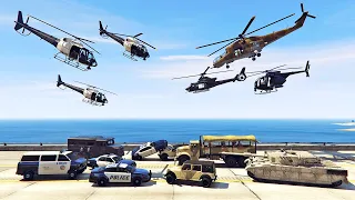 قراند 5 : العسكر ضد الشرطة (من سيفوز ؟) | GTA V FORT ZANCUDO vs THE POLICE