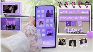 make your android look like an iphone💜 make your Android home screen aesthetic BTS theme🌷 15 iO