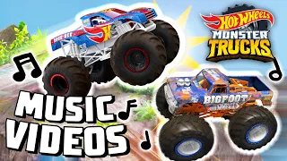 Official MUSIC VIDEOS 🎶 ft. Monster Trucks BIGFOOT and RACE ACE! | Hot Wheels