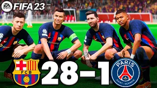 FIFA 23 - MESSI, RONALDO, MBAPPE, NEYMAR, ALL STARS | FC BARCELONA 28-1 PSG | UCL FINAL