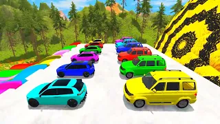 HT Gameplay Crash #148 | Cars vs Slide Color with Car vs Deep Water | Cars vs Monster Trucks Fail
