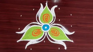 Colourful karthigai deepam rangoli designs @RangolibyUma simple 5x3 dots kolangal