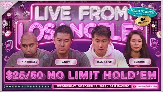 Rampage Plays $25/50 w/ Sashimi, Nik Airball, Andy, Luckbox Tony & Steven Jones - StakeKings Day