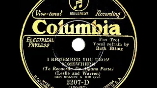 1930 Ben Selvin - I Remember You From Somewhere (Ruth Etting, vocal)