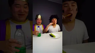 Fruit Tanghulu Strawberry, Orange, green grape, grape Bottle Flip Food Challenge! #shorts