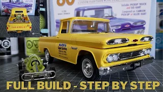 Building the 1960 Chevrolet Custom Fleetside Pickup truck with GO Kart 1/25 Scale Model Kit from AMT