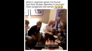 When Jimin found Shawn Mendes is younger than Jungkook🤩| purple You #shorts #bts #army