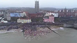 Amazing drone footage from Cromer Boxing Day dip