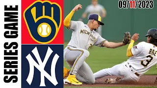 New York Yankees VS Milwaukee Brewers FULL GAME HIGHLIGHTS  [TODAY] September 11, 2023