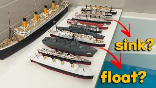 We Tested All the Ships in the Water [ Titanic, Britannic, Fitzgerald ] Will they Sink or Float?