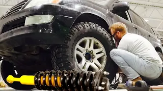 Lexus GX 470 34 inch Tires / Old Man Emu Lift Kit install…. Start to finish