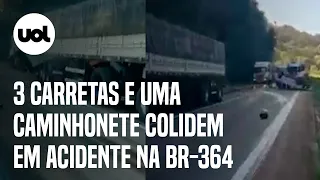 Acidente na Serra de São Vicente: Carretas e caminhonete colidem na BR-364, em MT