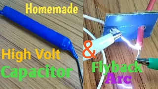 Homemade high volt capacitor in flyback testing.