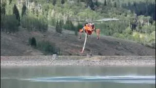 Sky Crane Helicopter Picks up Water