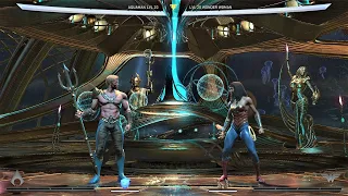 Aquaman vs Wonder Woman (Hardest AI) - INJUSTICE 2 level handicap & competitive mode Match