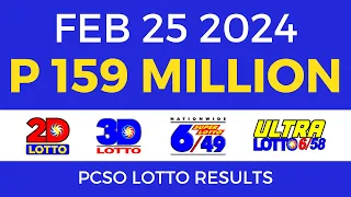 Lotto Result February 25 2024 9pm PCSO