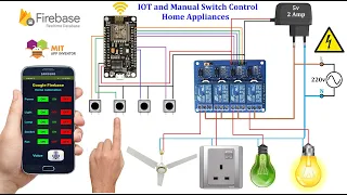 How to make IOT and Manual Switch Control Home Appliances using Firebase Server | Home Automation