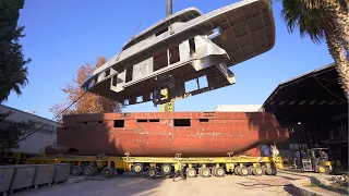 Building a Steel Explorer Yacht in 13 minutes - 1-Year Time Lapse Bering 75 😝 Eps. 41