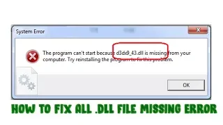 How to Fix All DLL file Missing Error in windows 10/8/7 Working 100%