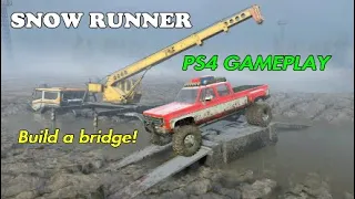 Snow Runner Bridge Mod! Make your own Bridge! PS4 Gameplay